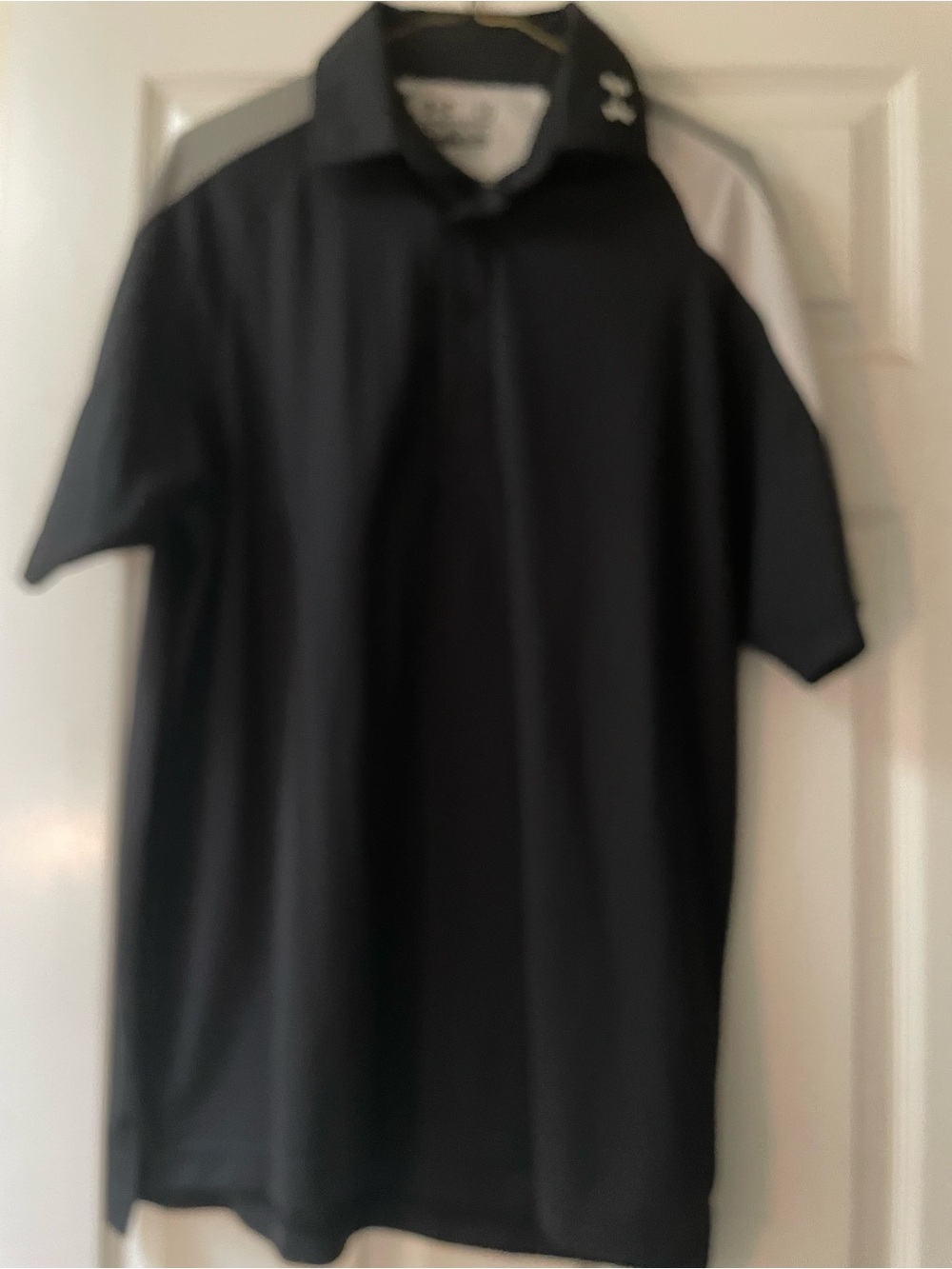 Under Armour Black Polo with Gray and White Shoulder Panels Large